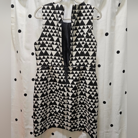 J Crew Factory black and white geometric print dress size 12 - Picture 7 of 8